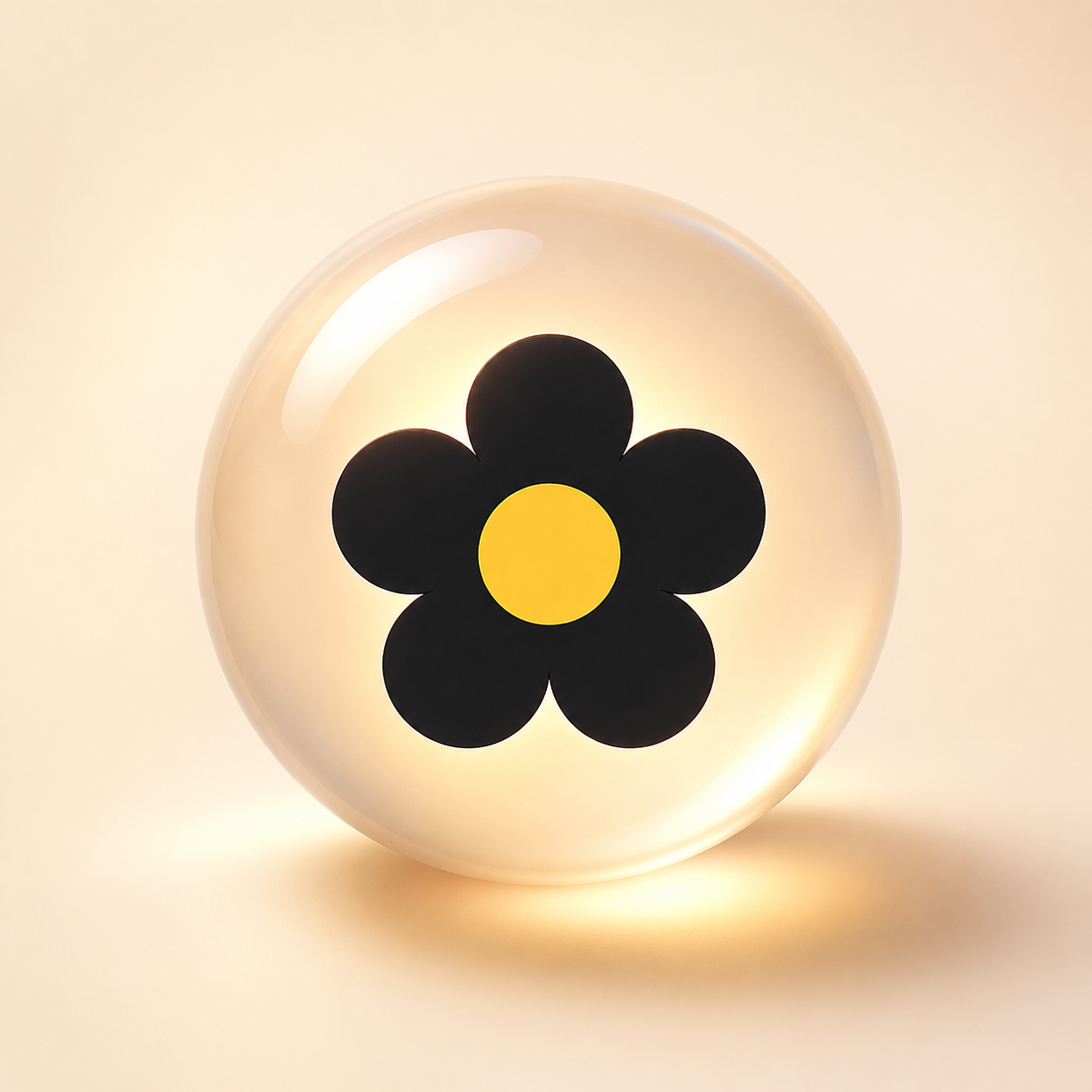 Glowing Blossom flower inside a glass-like agent orb